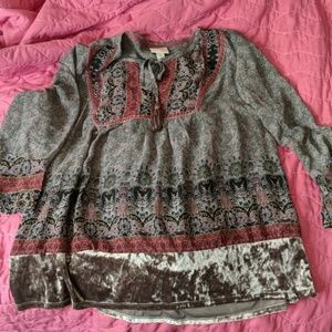 🌴BOGO! Pattern Blouse Tassle Tie